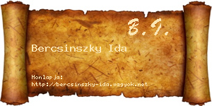 Bercsinszky Ida névjegykártya